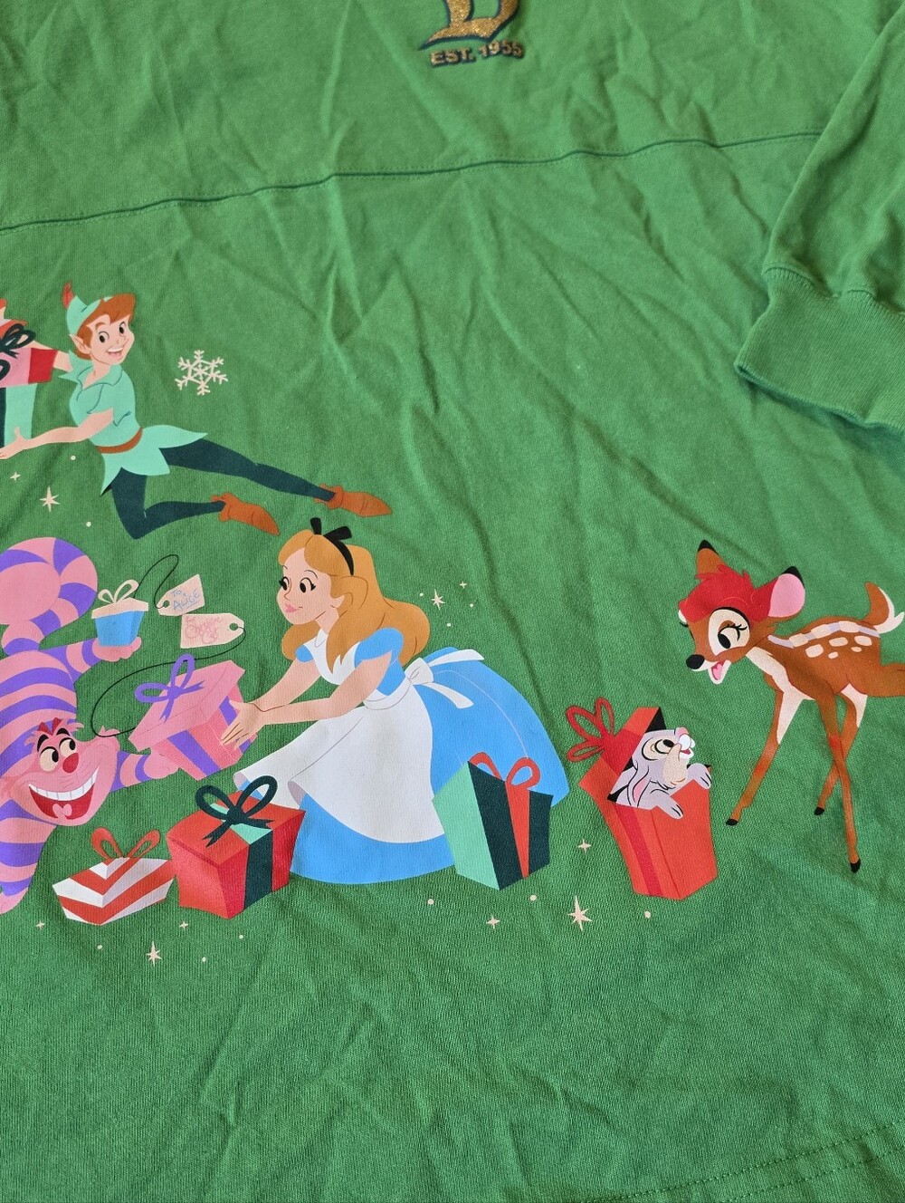 Disney Parks Classics Disneyland Holiday Greetings Spirit Jersey Green Adult NEW - Picture 5 of 15